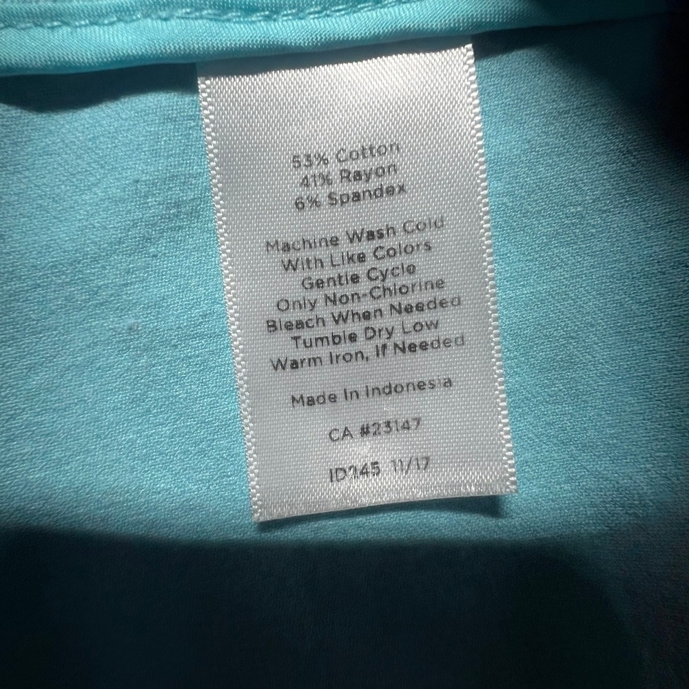 Talbots Chatham Crop Pants Aqua Blue Scallop Hem Cotton Blend Size 10P - Picture 6 of 10